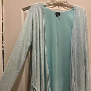 Open front cardigan. Light aqua color. Womens size M.